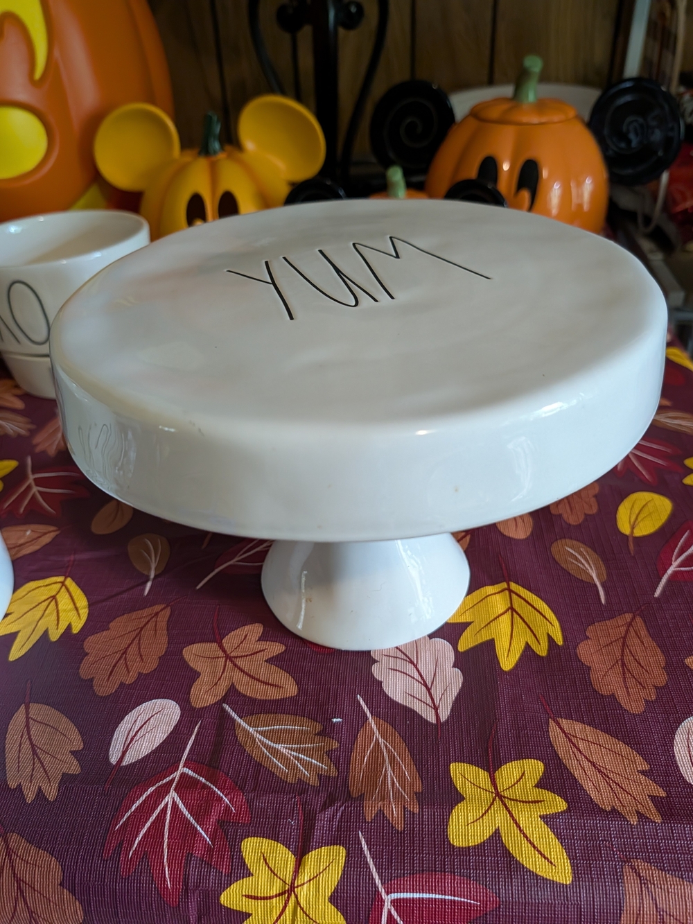 Rae Dunn White Ceramic 'YUM' Cake Stand - Home Dining
